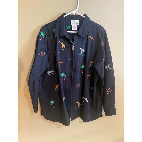 The Quaker Factory embroidered animal print zip jacket plus 1X - Picture 1 of 7